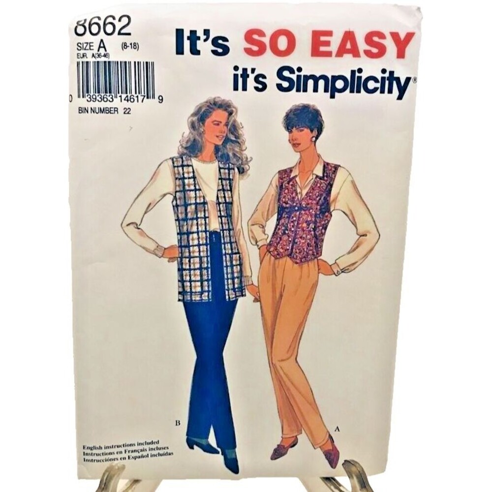 #8662 Simplicity womans vest pants sewing pattern 8-18